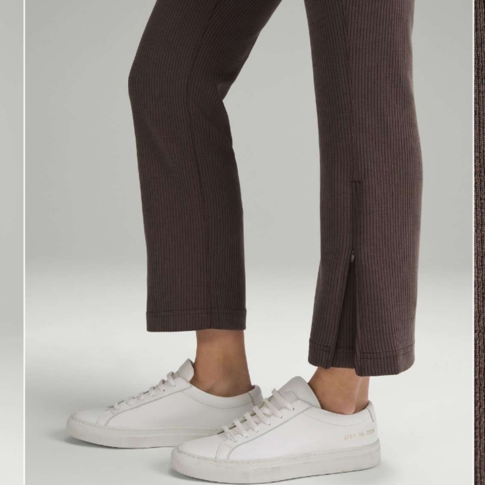 Lululemon Ribbed Softstreme Zip-Leg High-Rise Cropped Pant 25" Espresso NWOT - Picture 3 of 10